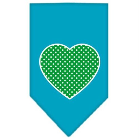 UNCONDITIONAL LOVE Green Swiss Dot Heart Screen Print Bandana Turquoise Large UN786066